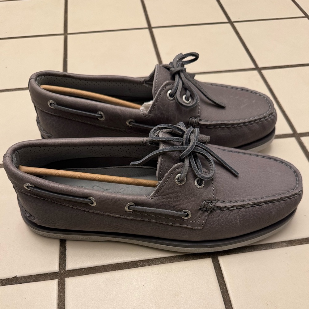 Sperry Gold A/O 2-Eye Tumbled Boat Shoes in Grey